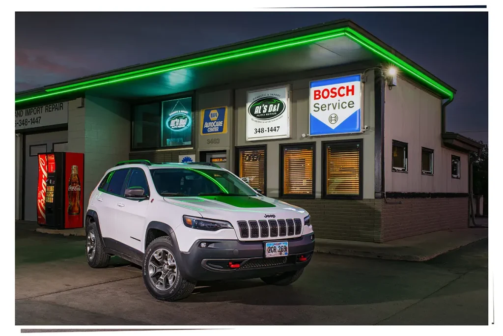 Jeep SUV at Al’s D&I Auto Repair.